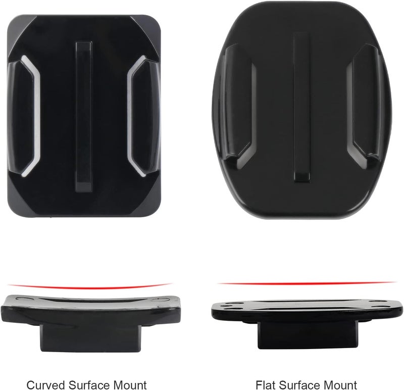 HSU Helmet Adhesive Sticky Mounts, Flat + Curved 3M Adhesive Mounts Compatible with GoPro Hero 13/12/11/10/9/8/7/6/5 AKASO Campark DJI Osmo Action 4/3 and Other Action Cameras (8 Pack) - Image 2